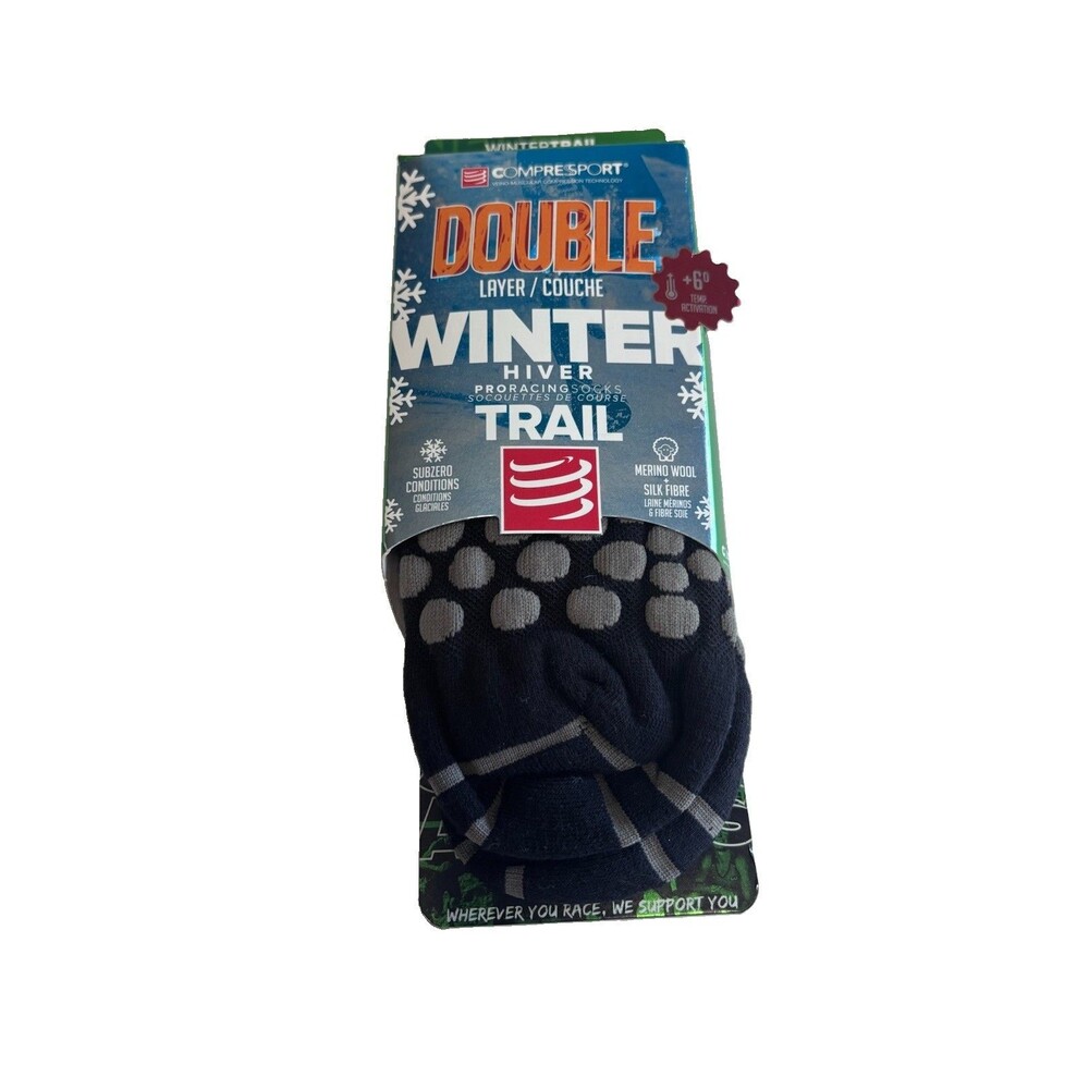 Compressport Winter Trail Running Socks Double Layer Merino Wool Size 11-13